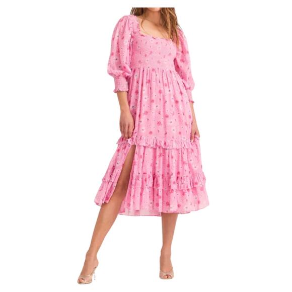 LoveShackFancy Dresses & Skirts - LoveShackFancy Miri Dress in Coral Blaze Pink Small Womens Midi Floral